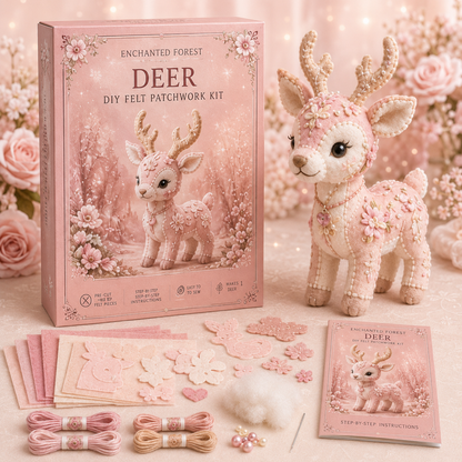 💗Pink Woodland Friends DIY Felt Sewing Kit – Make Your Own Cute Animal