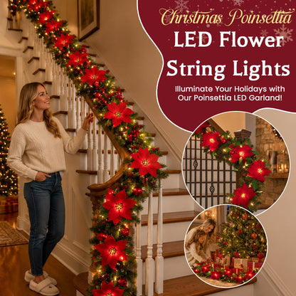 🎄✨Christmas Poinsettia LED Garland String Lights