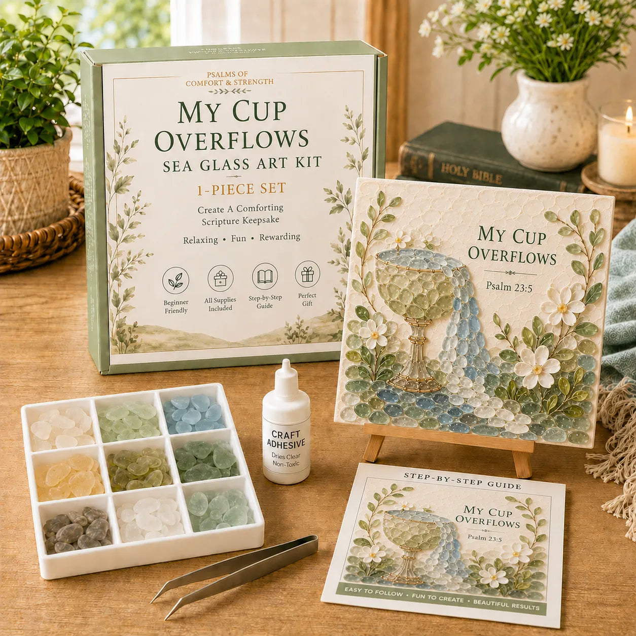 ✝️ Psalms of Comfort & Strength Sea Glass Art Kit