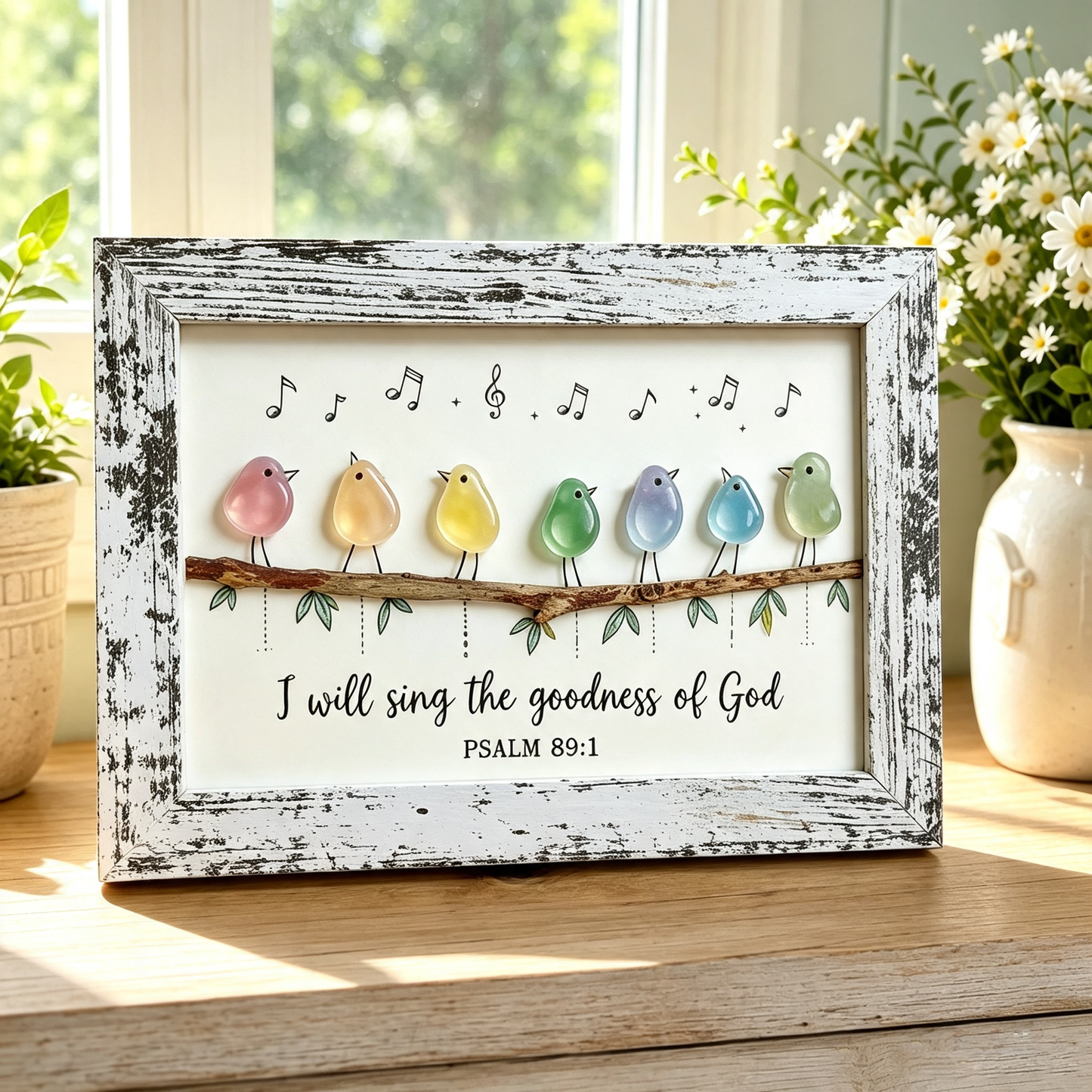 🎁Christian Sea Glass Bird Art