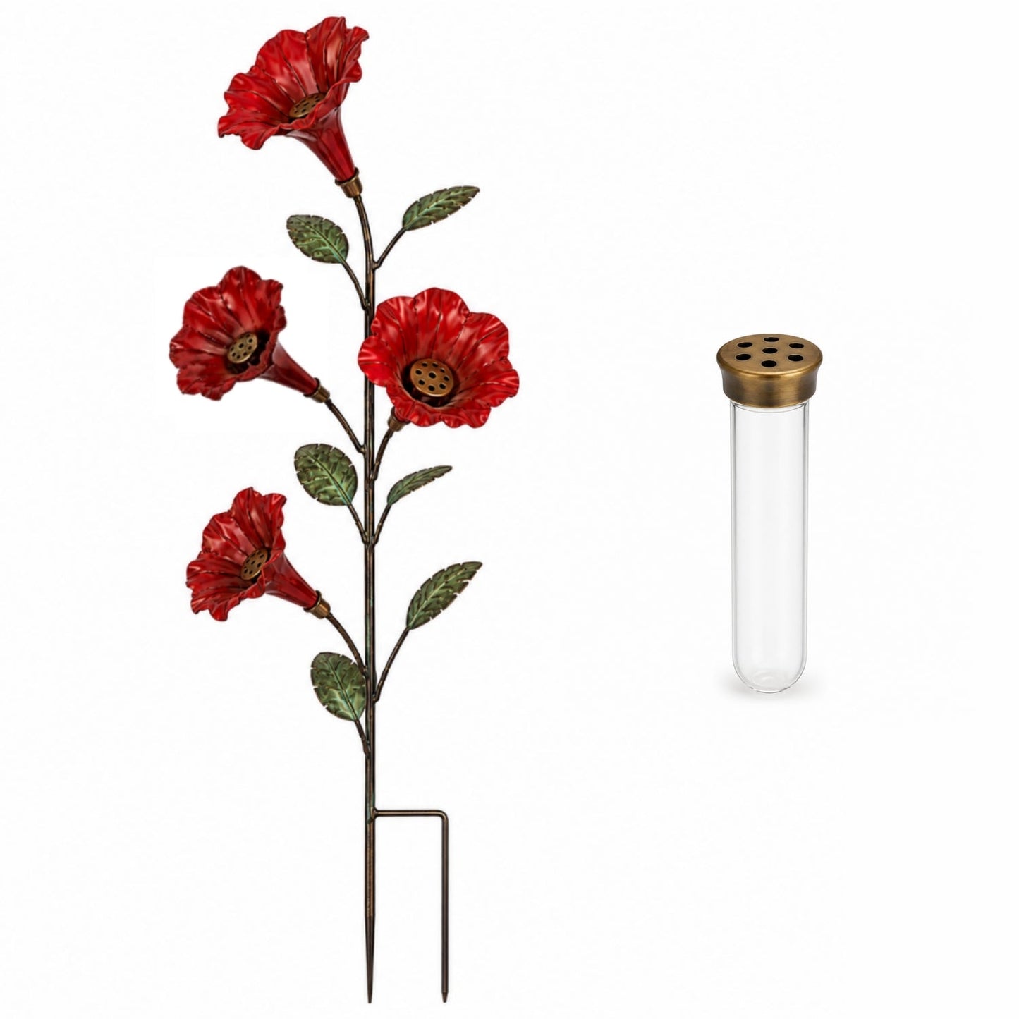 🌸Vintage Red Flower Hummingbird Feeder Garden Stake