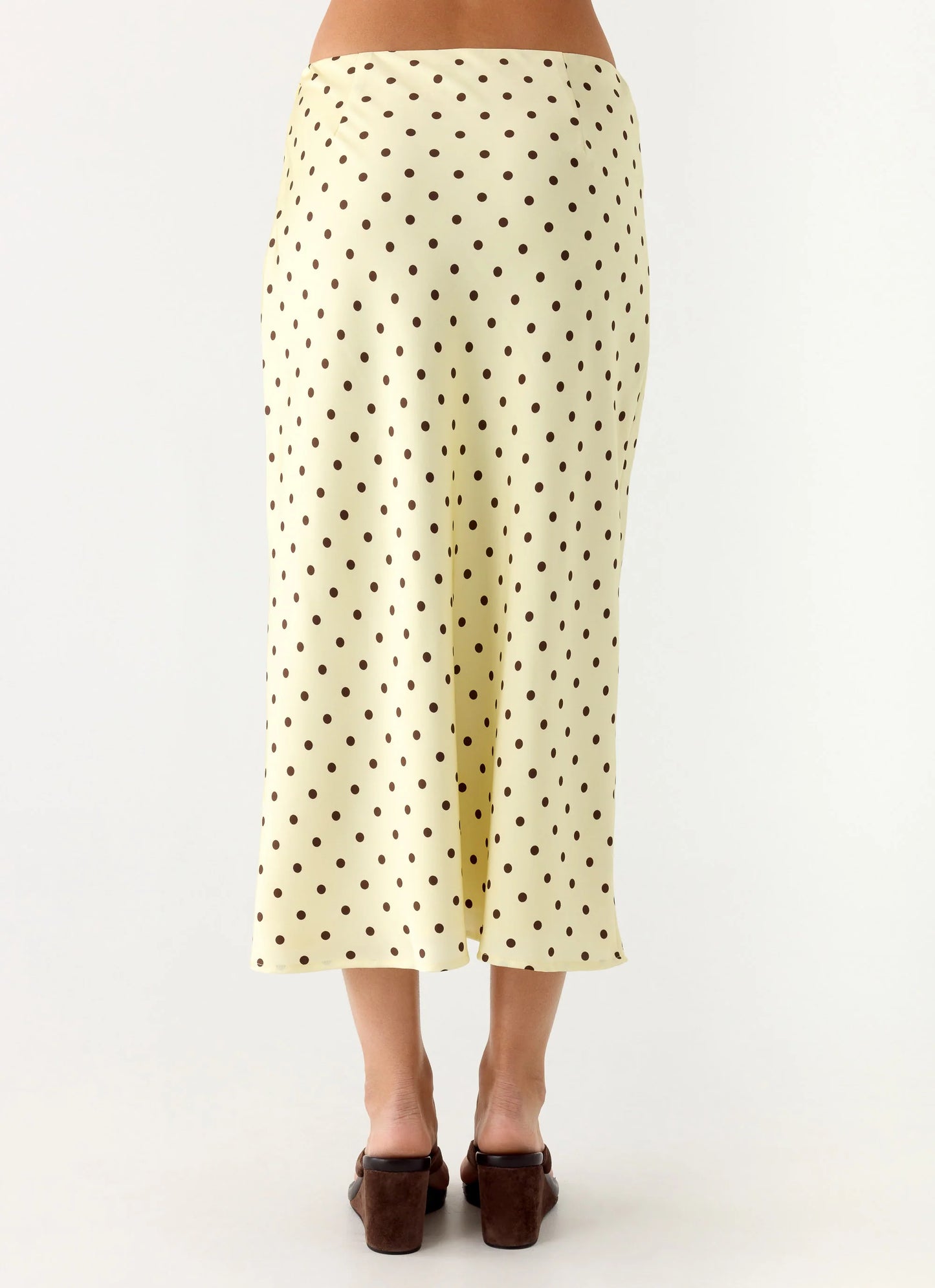 Breanne Midi Skirt - Yellow Polka Dot