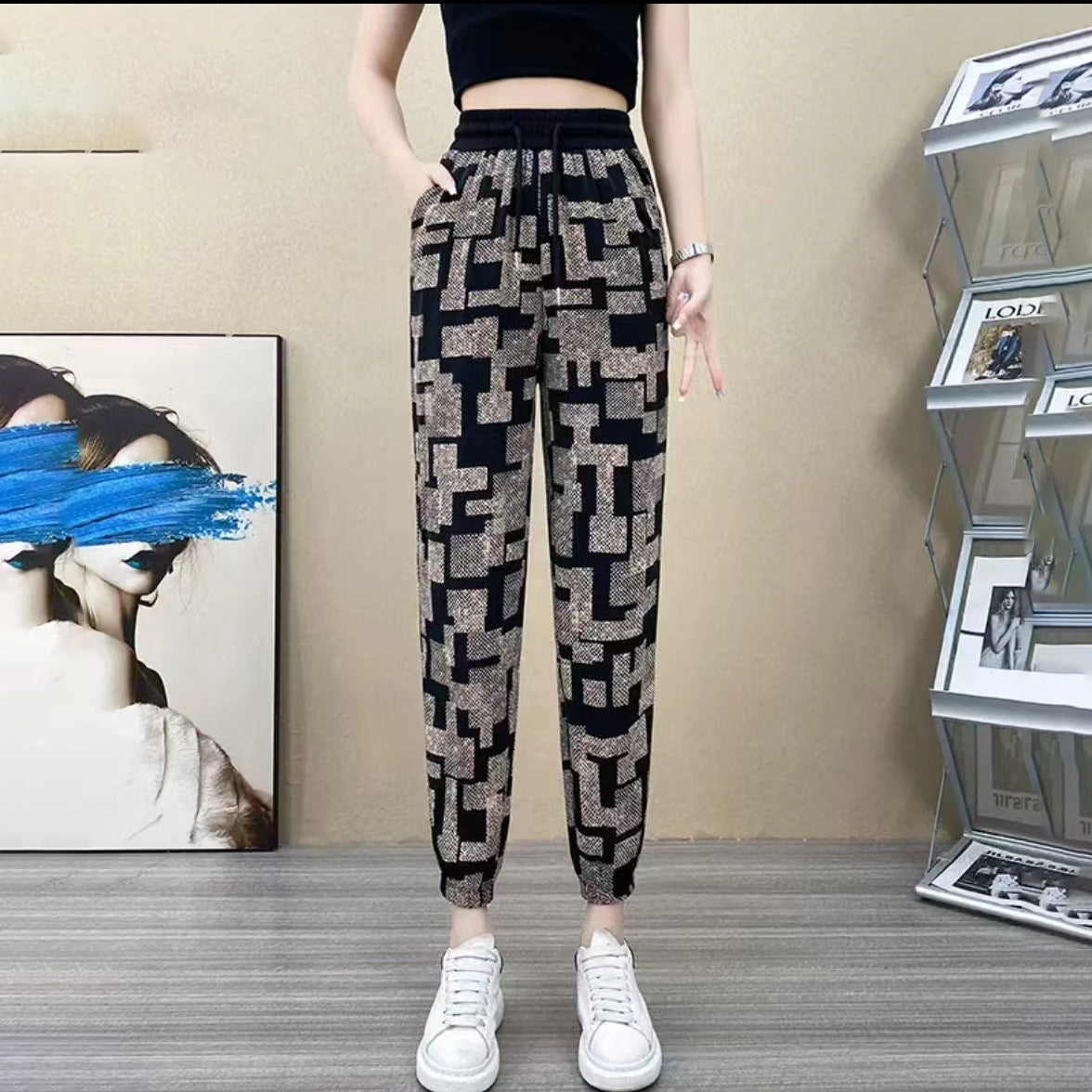 2025 New Style Ice Silk High Waist Casual Pants