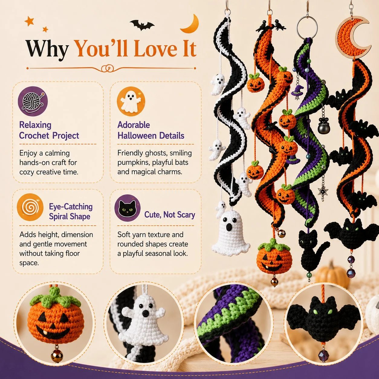 🎃Enchanted Halloween Crochet Spiral DIY Kit