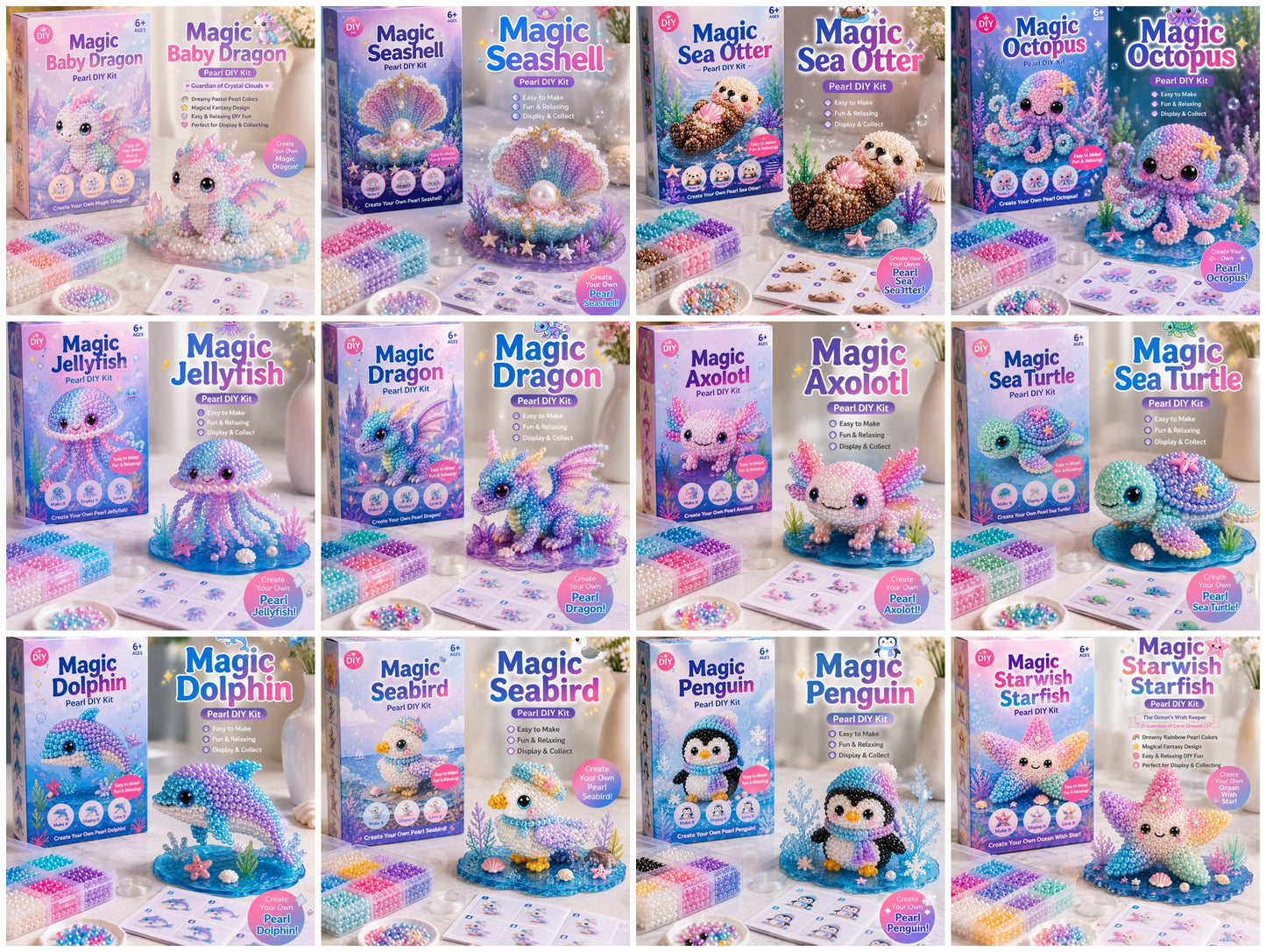 🐚 12 Magical Ocean Friends DIY Kit – Create Your Own Adorable Sea Creatures!