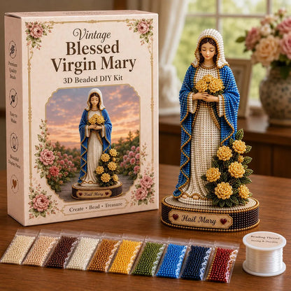 ✝️Vintage Blessed Virgin Mary 3D Beaded DIY Kit💕