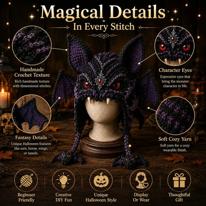 🔥 LAST DAY 49% OFF – 🎃 Halloween Monster Hood DIY Crochet Kit | Premium Soft Yarn Materials with Step-by-Step Guide DIY Handmade Wearable Character Hood 🧶🎭✨