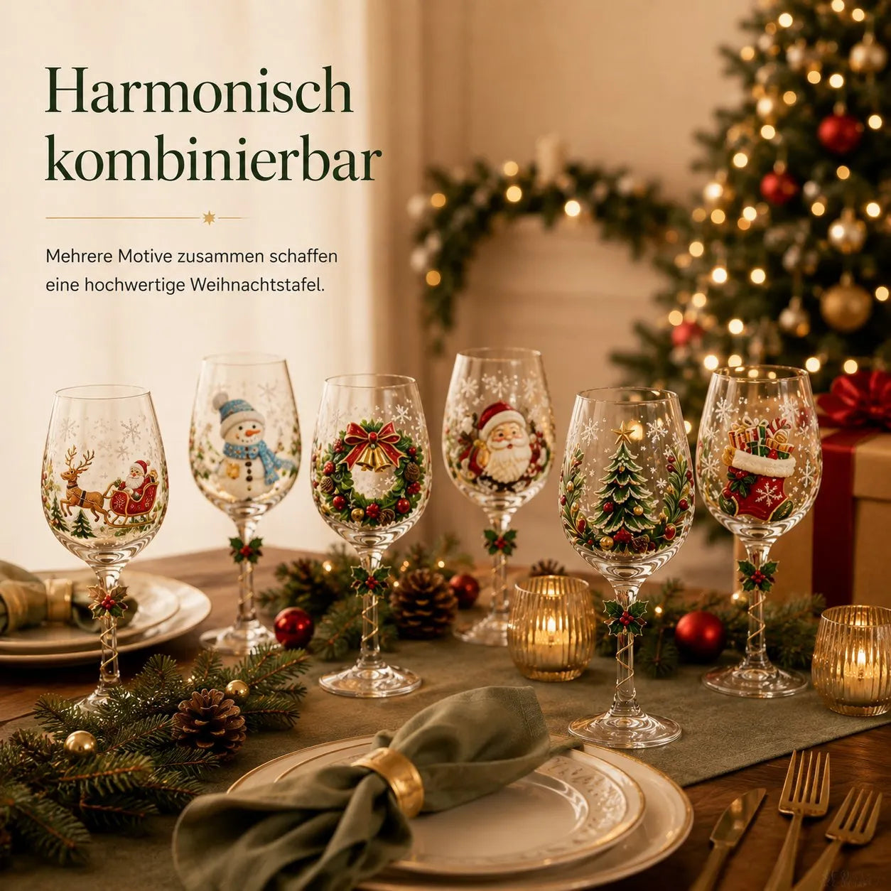 🎄Christmas stemware with a festive motif