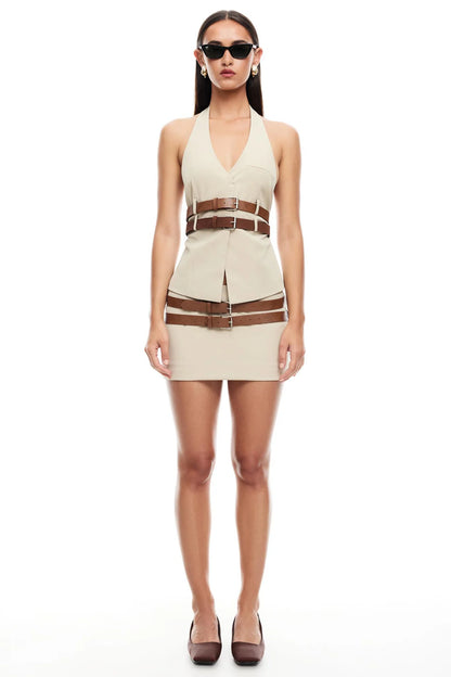 LIONESS Ethereal Buckle Top Beige