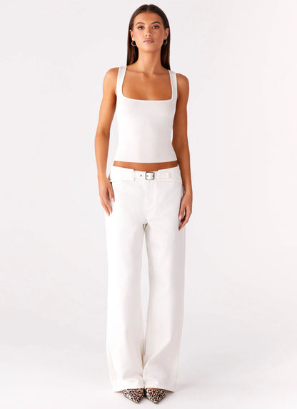 Texas Low Rise Denim Jeans - White