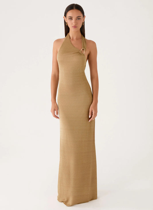 Cassira Shimmer Maxi Dress - Shimmer Gold