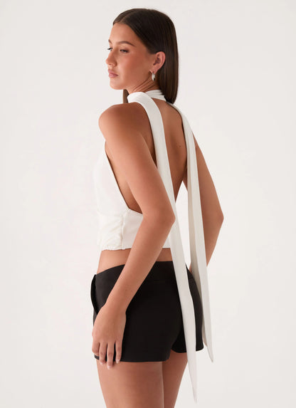 Lynna Scarf Top - White
