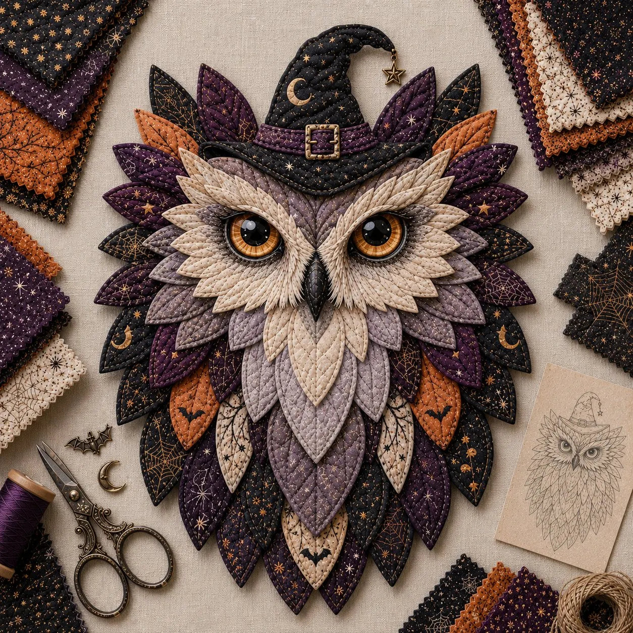 🔥Last Day 49% OFF - 🦉 Layered Fabric Owl Wall Art DIY Kit