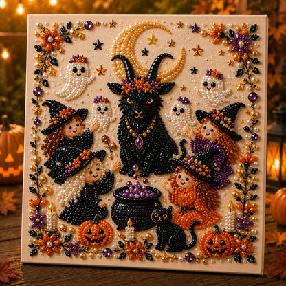 Premium 3D Pearl Halloween Wall Art Kit | Luxury Flocked Canvas with Scratch-Resistant Non-Fading Pearl Beads DIY Spooky Decor – Buy 2 Free Shipping