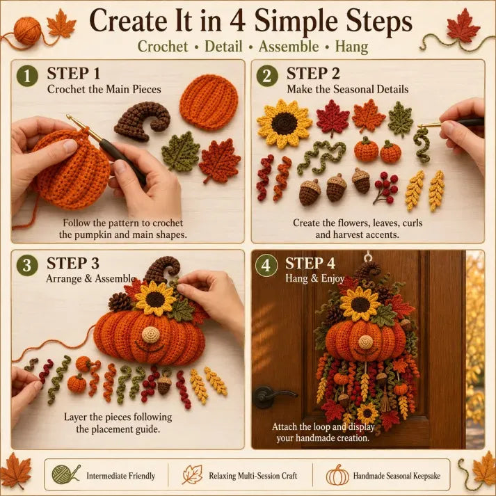 🧶DIY Seasonal 3D Crochet Door Hanger Kit Collection | Coordinated Yarn, Filling, Accessories & Step-by-Step Instructions Included 💕