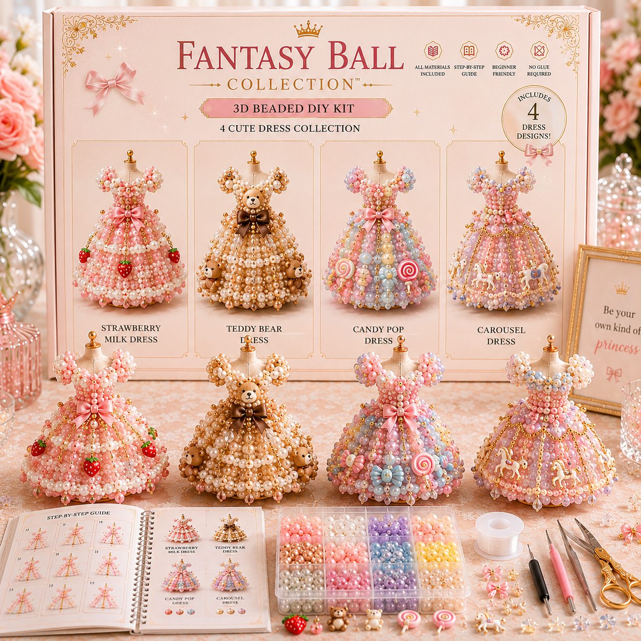 🌸 Magical Dress WorldsTM — 3D Beaded DIY Collection