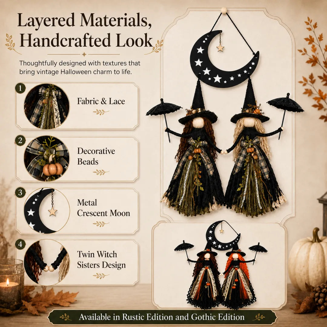 Moonlit Witch Sisters Wall Hanging