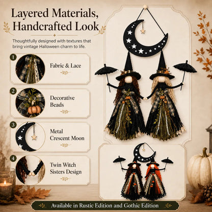 Moonlit Witch Sisters Wall Hanging