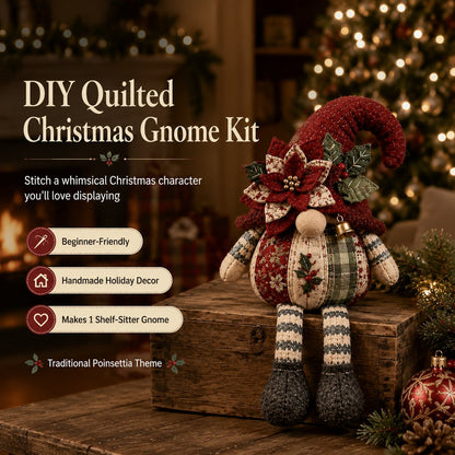 🎄Beginner-Friendly DIY Quilted Christmas Gnome Shelf Sitter Kit | Complete Kit with Coordinated Fabrics, Filling & Step-by-Step Guide Included 💕