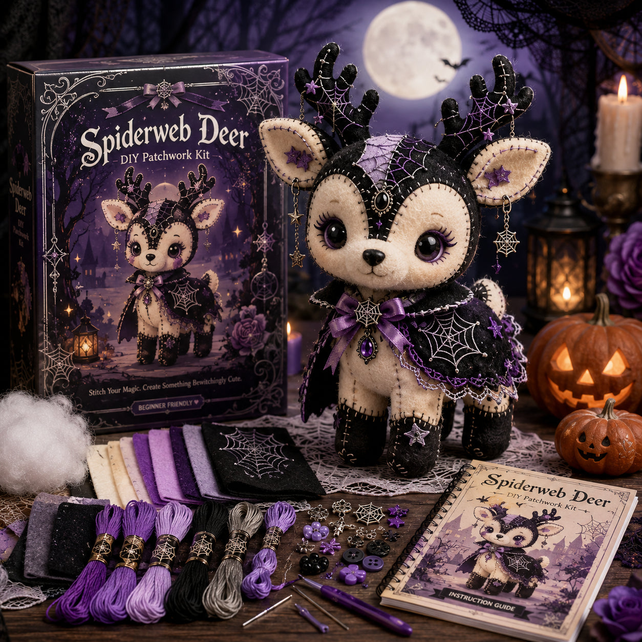 DIY Halloween Magical Patchwork Kit – Sew Your Own Spooky Cute Friend 🎃🧵