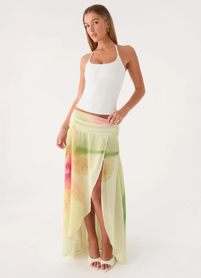 Sadona Asymmetric Maxi Skirt - Soft Lily