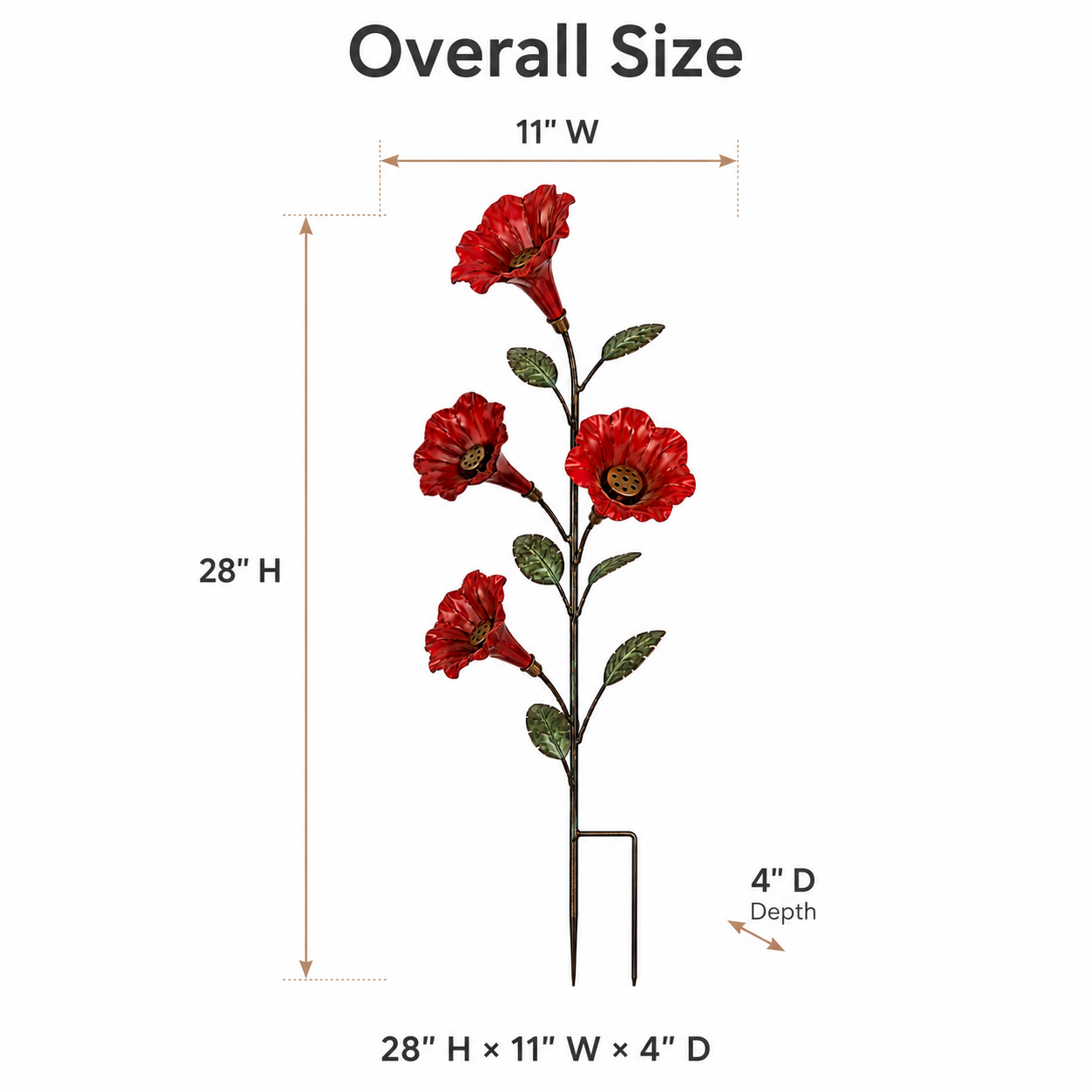 🌸Vintage Red Flower Hummingbird Feeder Garden Stake