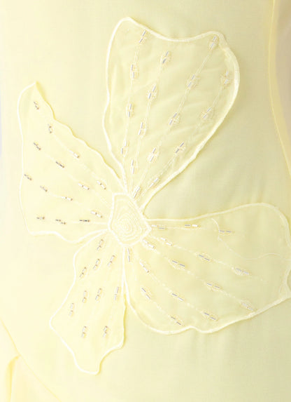 Aysha Beaded Flower Midi Dress - Yellow