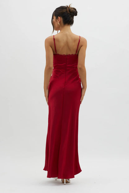 Silver Lining String Tie Waist Dress Red
