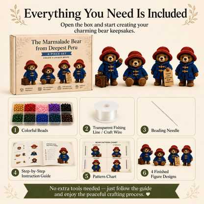 The Marmalade Bear from Deepest Peru 3D Beaded DIY Kit