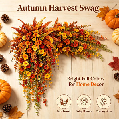 🍂Artificial Fall Harvest Hanging Basket – Autumn Porch & Door Decoration