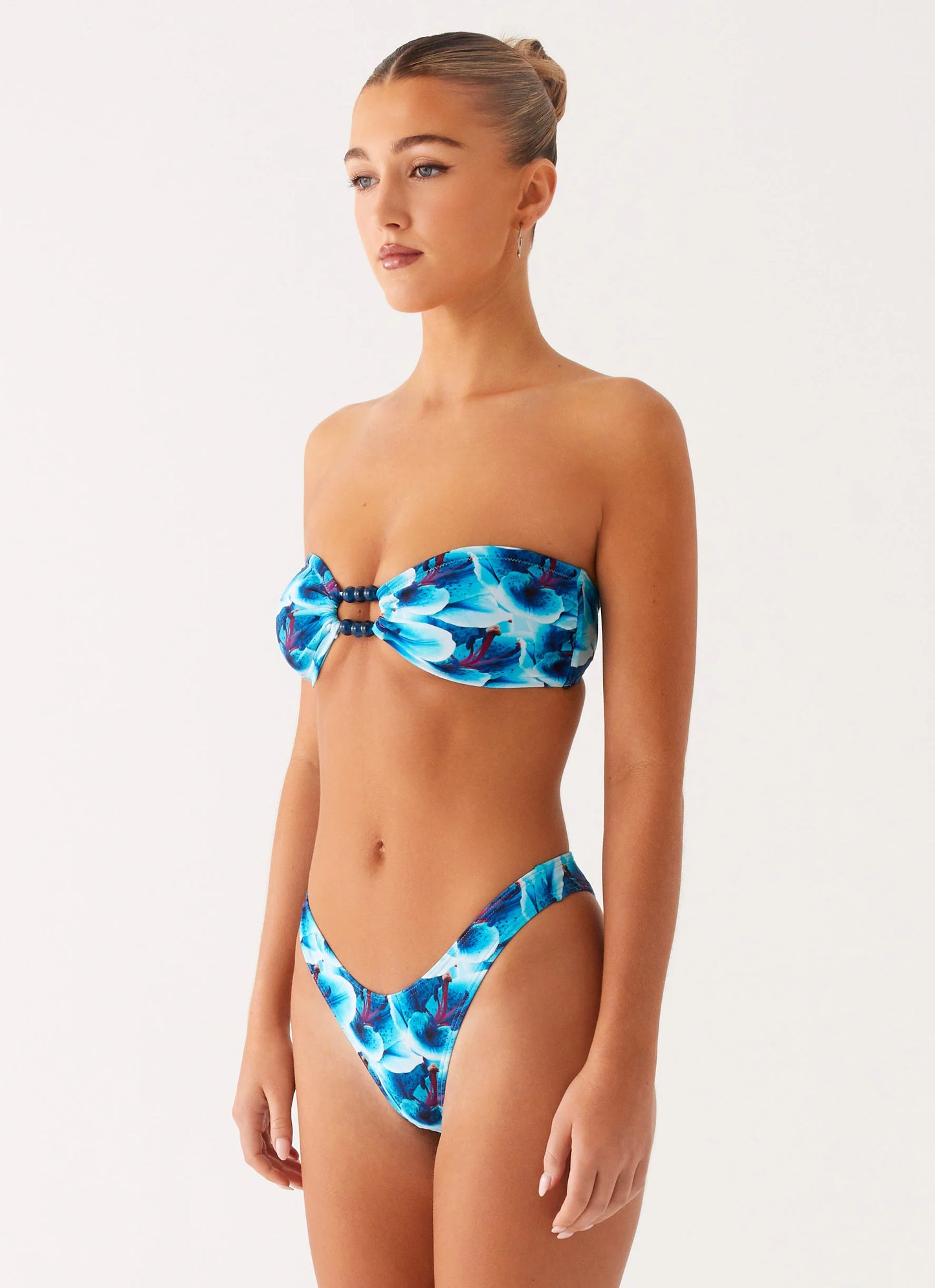 Beach Bound Strapless Bikini Top - Turquoise Floral