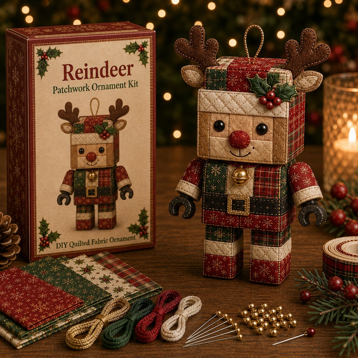 🎅⛄ Christmas Classics Block Figure Patchwork Ornament DIY Kit