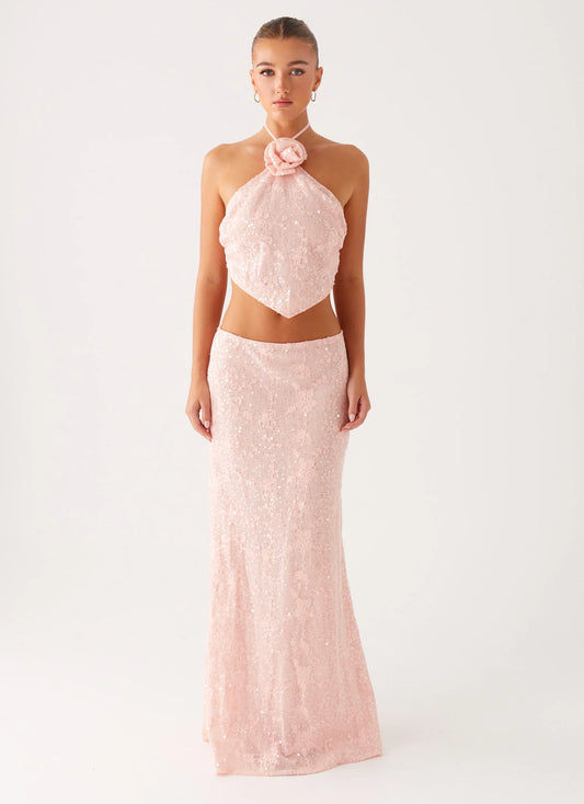 Nico Sequin Maxi Skirt - Pink
