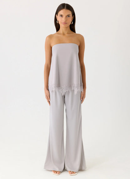Sorena Low Rise Flared Pants - Misty Blue