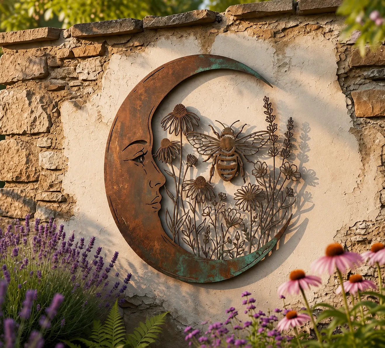 🌙Enchanted Moon Garden Wall Art – Vintage Nature Inspired Metal Wall Decor
