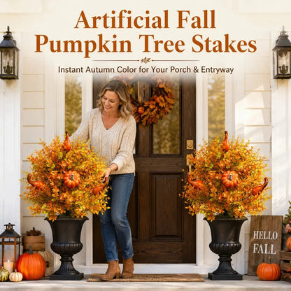🔥 Last Day 49% OFF – Artificial Fall Pumpkin Tree Stakes