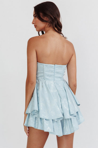 Paris Muse Gathered Bust Romper Baby Blue