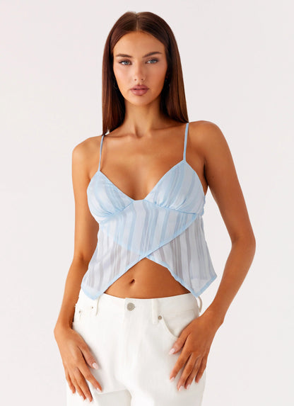 Glynne Frill Top - Baby Blue