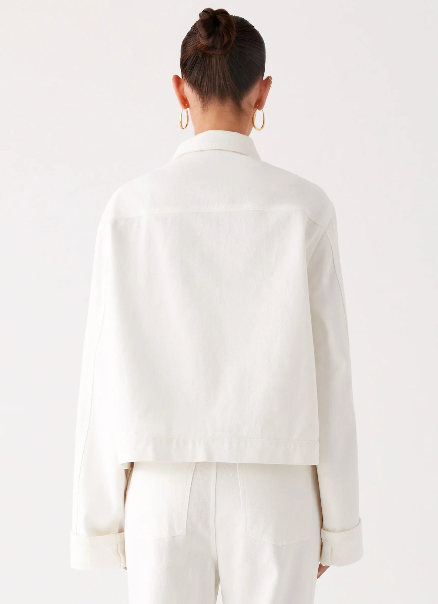 Back Again Oversized Denim Jacket - White