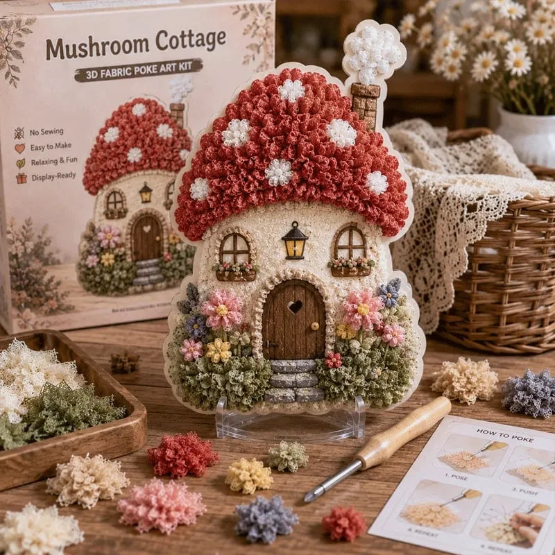 🏡Whimsical Village 3D Fabric Poke Art Kit