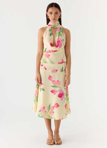Valley Midi Skirt - Lemon Soleil