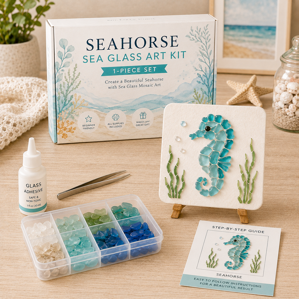 🌸🙏💖Sea Glass Art Kit – Create Stunning Mosaic Masterpieces at Home 🐢