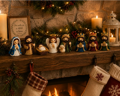 ✝️3D Beaded Nativity Collection DIY Kit – Christmas Faith Craft Set (8-Piece Set)