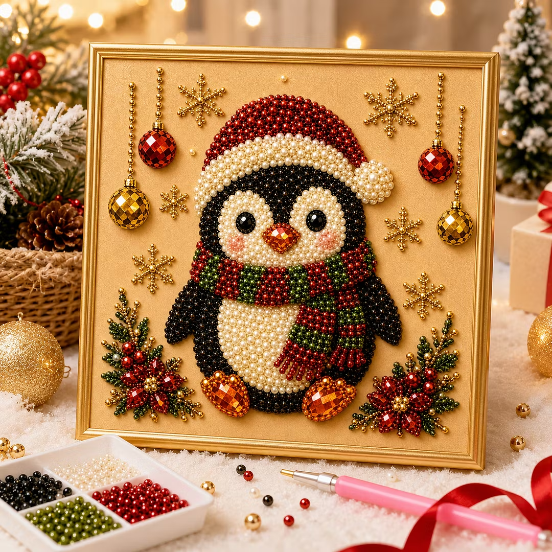 🎄Beginner-Friendly & Calming-💎DIY Holiday Pearl Painting Kit With Frame