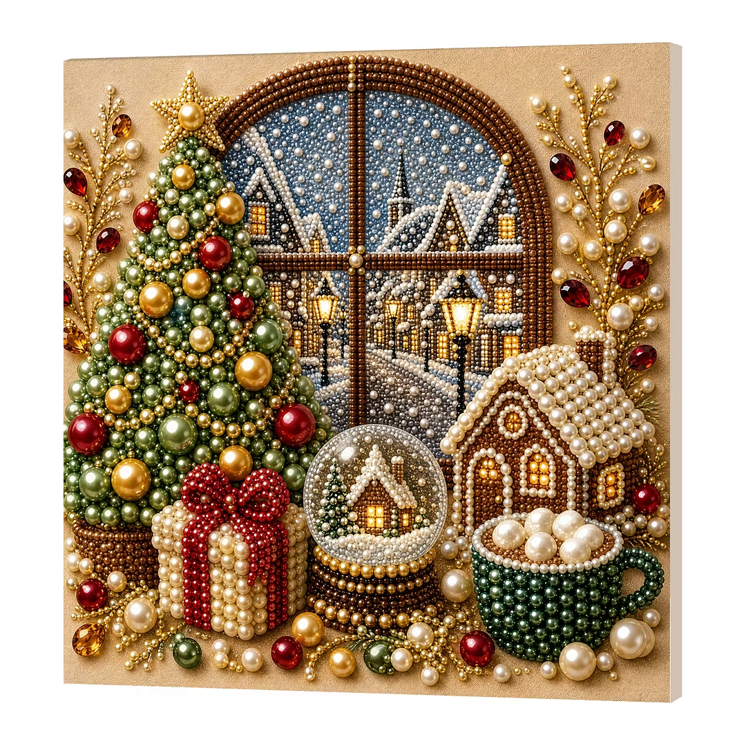 🎄Beginner-Friendly & Calming-💎DIY Holiday Pearl Painting Kit With Frame