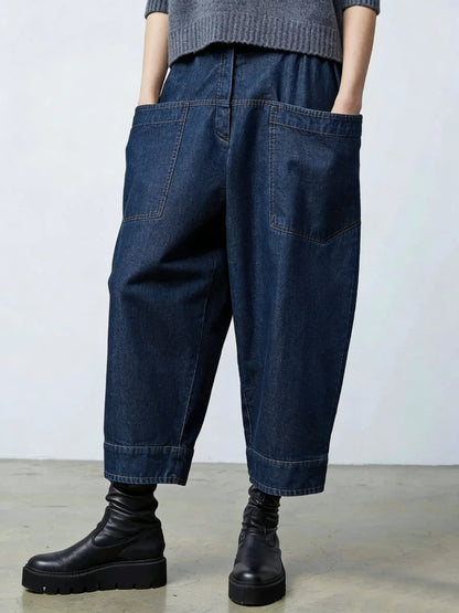 Artistic Cut Cozy Loose-fitting Jeans
