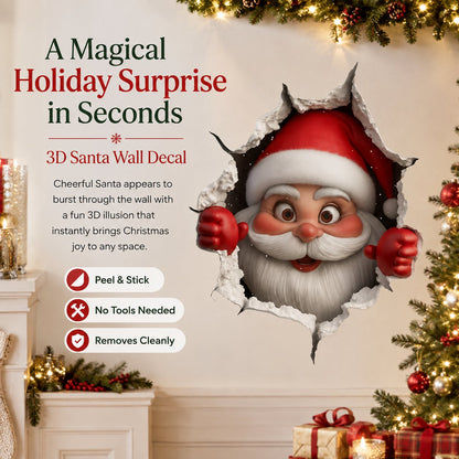 Creative 3D Christmas Santa Wall Sticker
