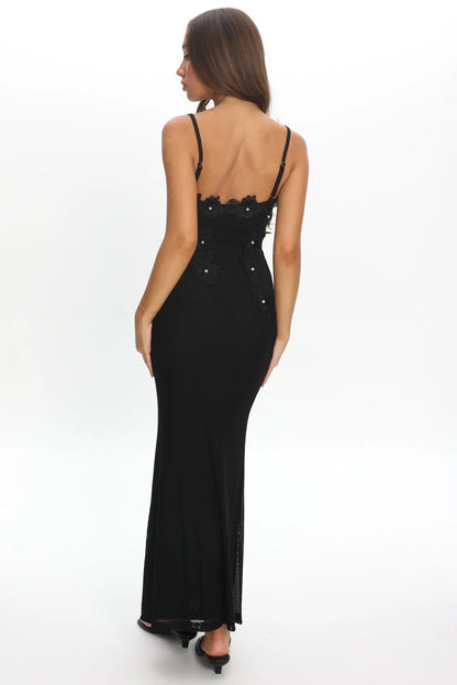 Like I'm Dreaming Floral Pearl Maxi Dress Black