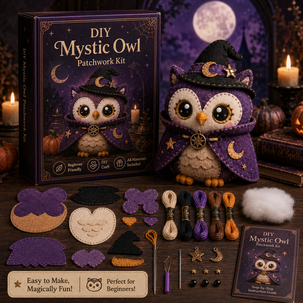 DIY Halloween Magical Patchwork Kit – Sew Your Own Spooky Cute Friend 🎃🧵
