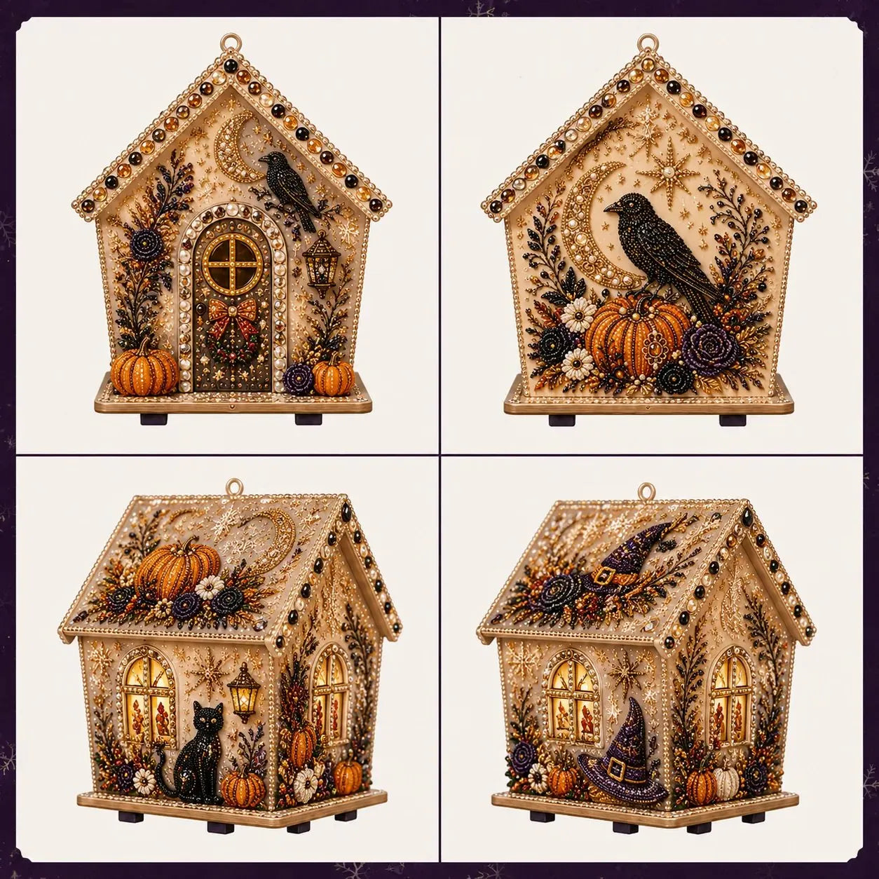 🏚️🎃Moonlit Wooden Cottage 3D Pearl Art Kit Collection | Complete Kit with All Tools & Step-by-Step Guide Included 💕